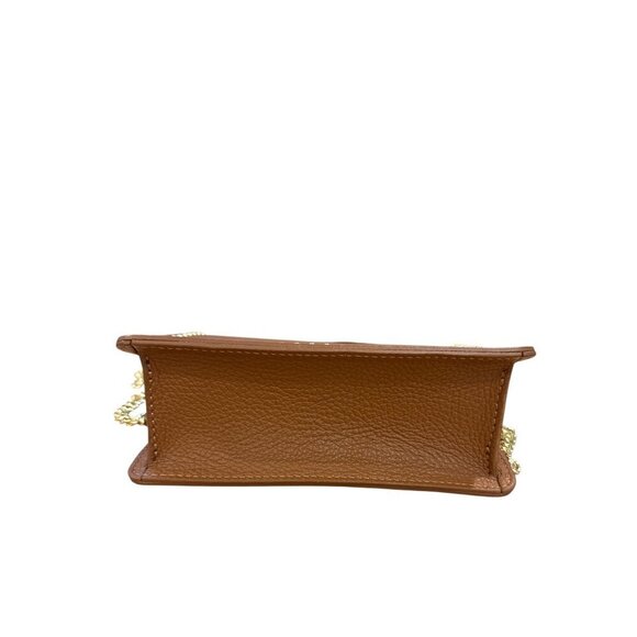 Persaman NY Pebbled Leather Mini Top Handle Crossbody Bag Brown Studded EUC - Picture 5 of 9